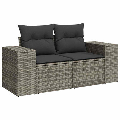 Set Divano da Giardino 6pz con Cuscini Grigio Polyrattan Acacia