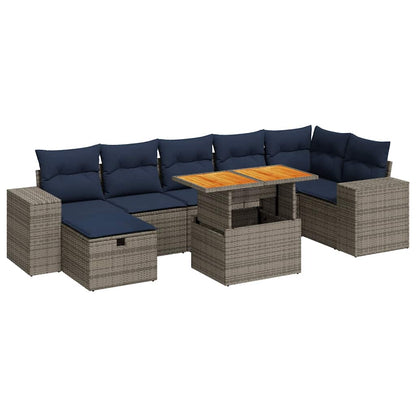 Set Divani Giardino 8 pz con Cuscini Marrone Polyrattan Acacia