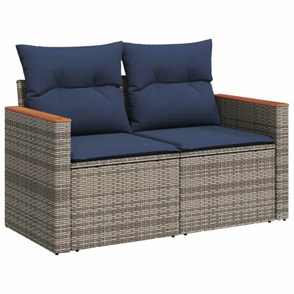 Set Divani da Giardino con Cuscini 7pz Grigio Polyrattan Acacia