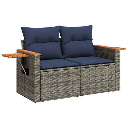 Set Divani da Giardino con Cuscini 7pz Grigio Polyrattan Acacia