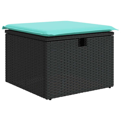 Set Divano da Giardino 6 pz con Cuscini Nero Polyrattan Acacia
