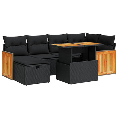 Set Divani da Giardino con Cuscini 8 pz Nero in Polyrattan