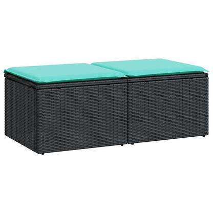 Set Divani da Giardino con Cuscini 2 pz Nero Polyrattan Acacia