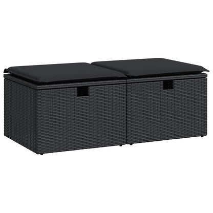 Set Divani da Giardino con Cuscini 2 pz Nero Polyrattan Acacia