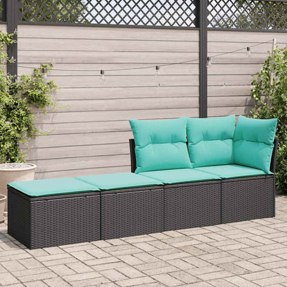 Set Divani da Giardino con Cuscini 2 pz Nero Polyrattan Acacia