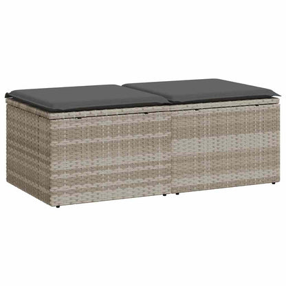 Divano Giardino 2pz con Cuscini Grigio Chiaro Polyrattan Acacia