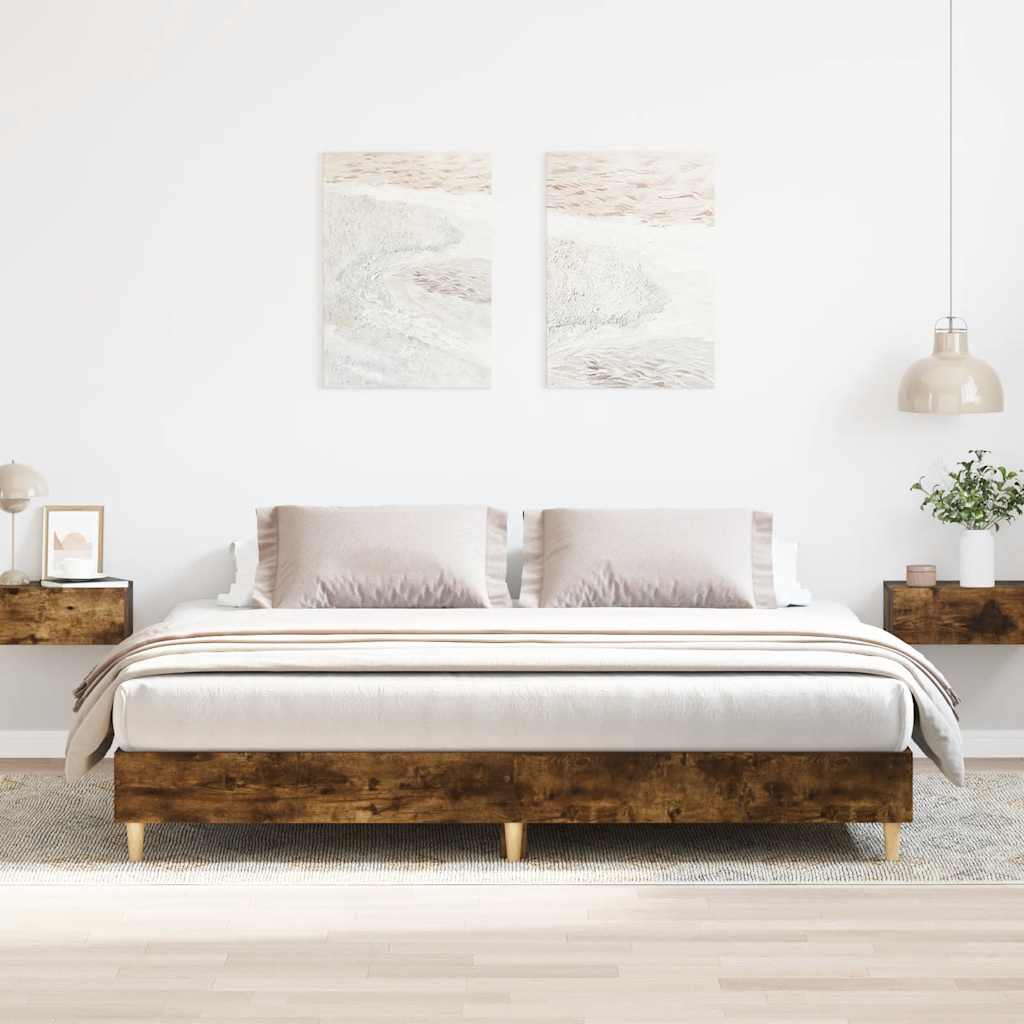 Giroletto senza Materasso Rovere Fumo 200x200 cm in Truciolato