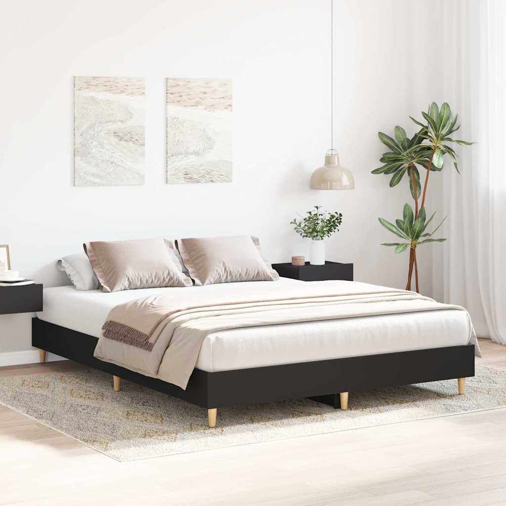 Giroletto senza Materasso Nero 150x200 cm in Legno Multistrato
