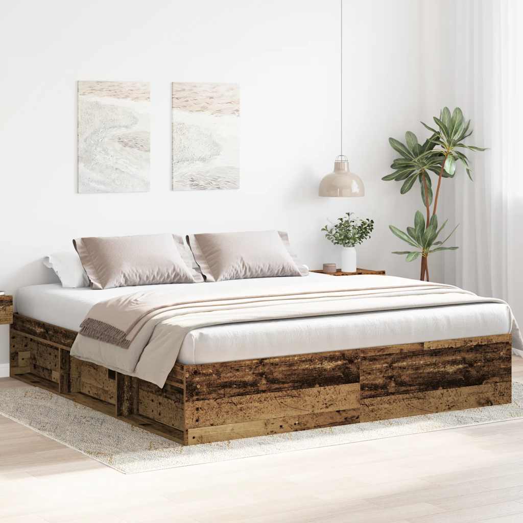 Giroletto senza Materasso Legno Antico 200x200 cm in Truciolato