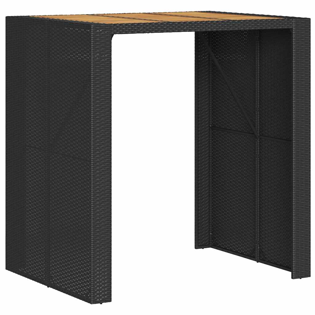 Set Bar da Giardino 3pz senza Cuscini Nero in Polyrattan Acacia