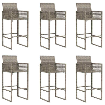 Set Bar da Giardino 7pz senza Cuscini Grigio Polyrattan Acacia