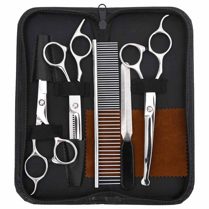 Set Forbici da Toelettatura Cani 6 pz in Acciaio Inossidabile