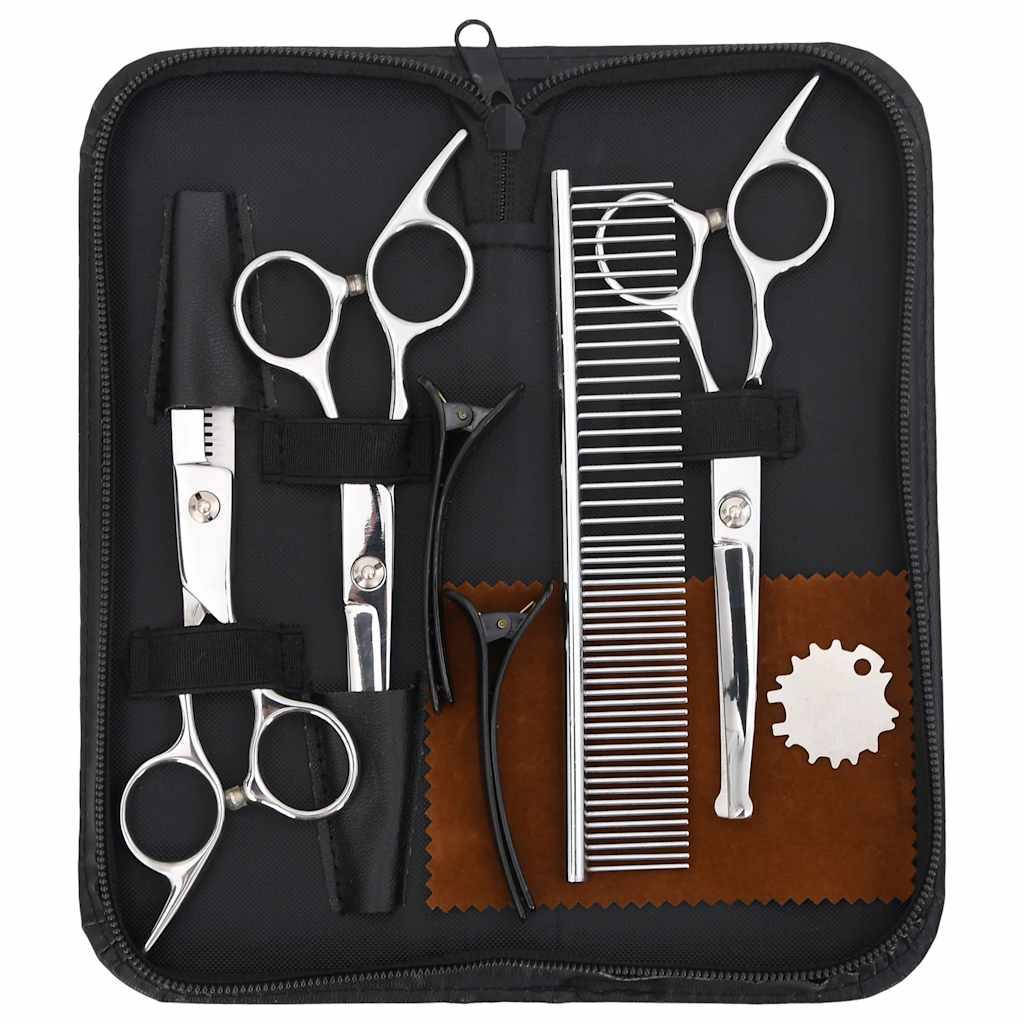 Set Forbici da Toelettatura Cani 7 pz in Acciaio Inossidabile