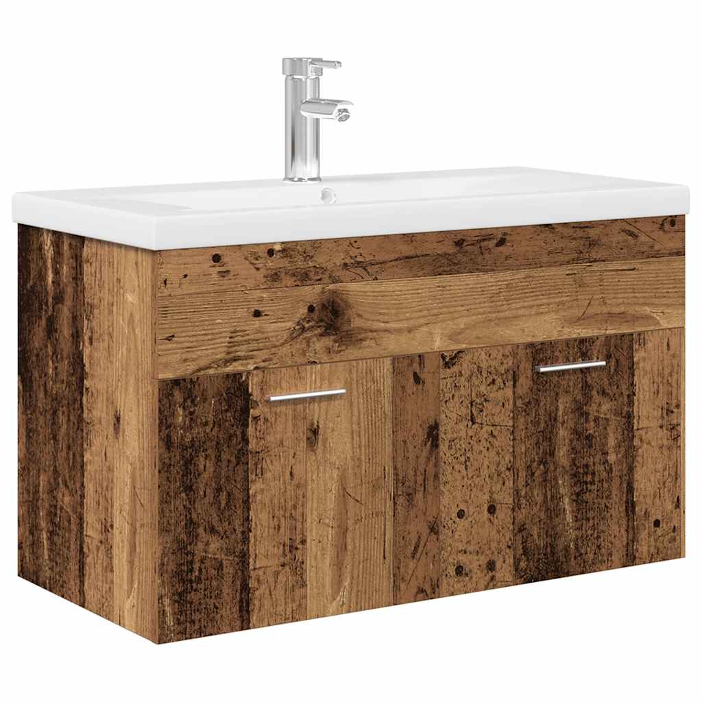 Mobile Bagno Lavabo Integrato Legno Antico in Legno Multistrato