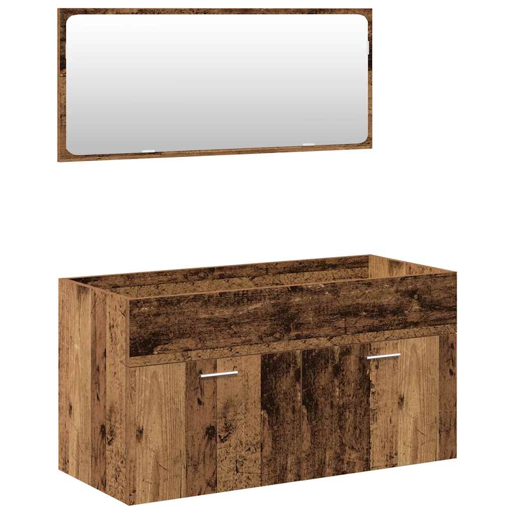 Set Mobili da Bagno 5 pz Legno Antico in Legno Multistrato