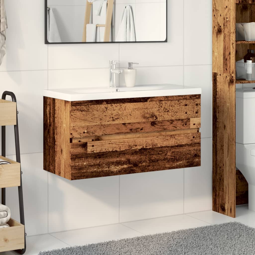 Mobile con Lavabo Integrato Legno Antico