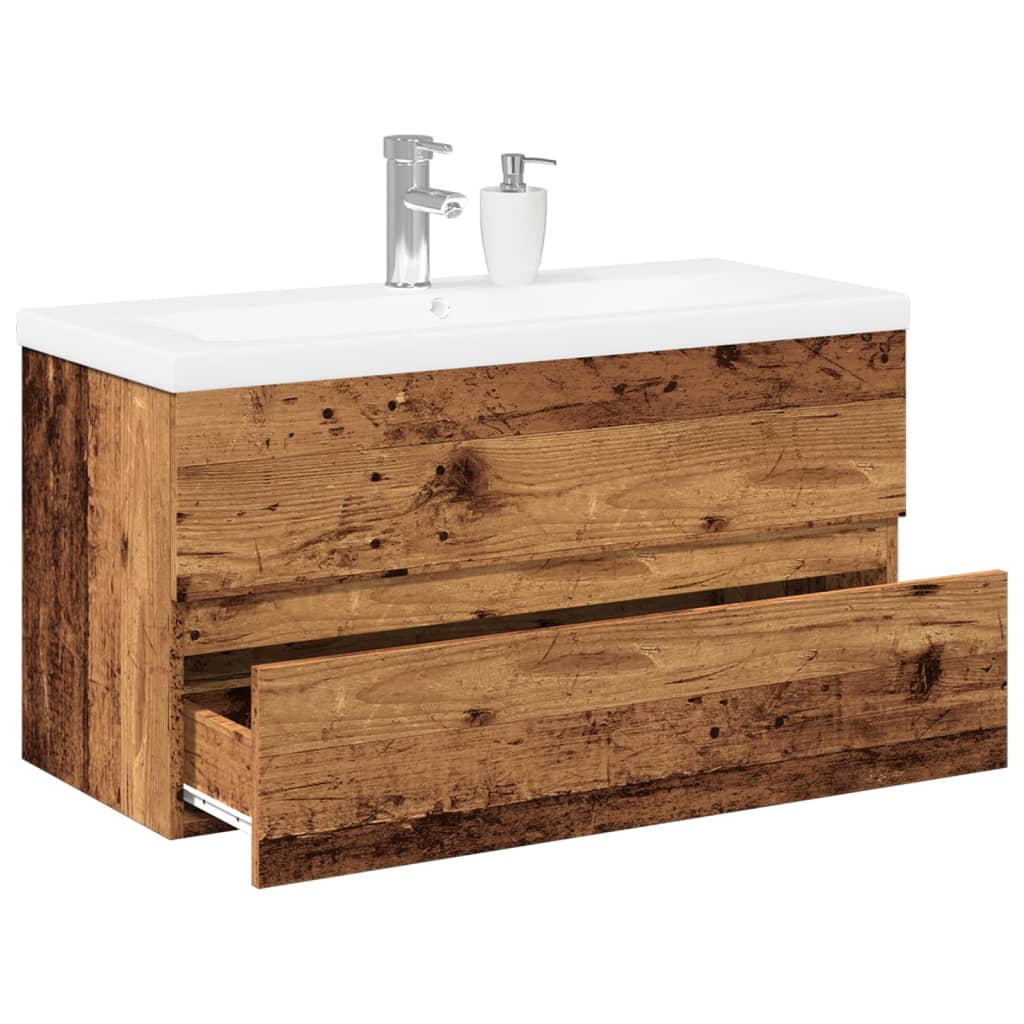 Mobile con Lavabo Integrato Legno Antico