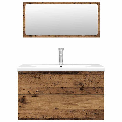 Set Mobili da Bagno 3 pz Legno Antico in Legno Multistrato
