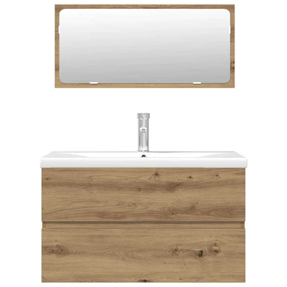 Set Mobili da Bagno 3 pz Rovere Artigianale Legno Multistrato