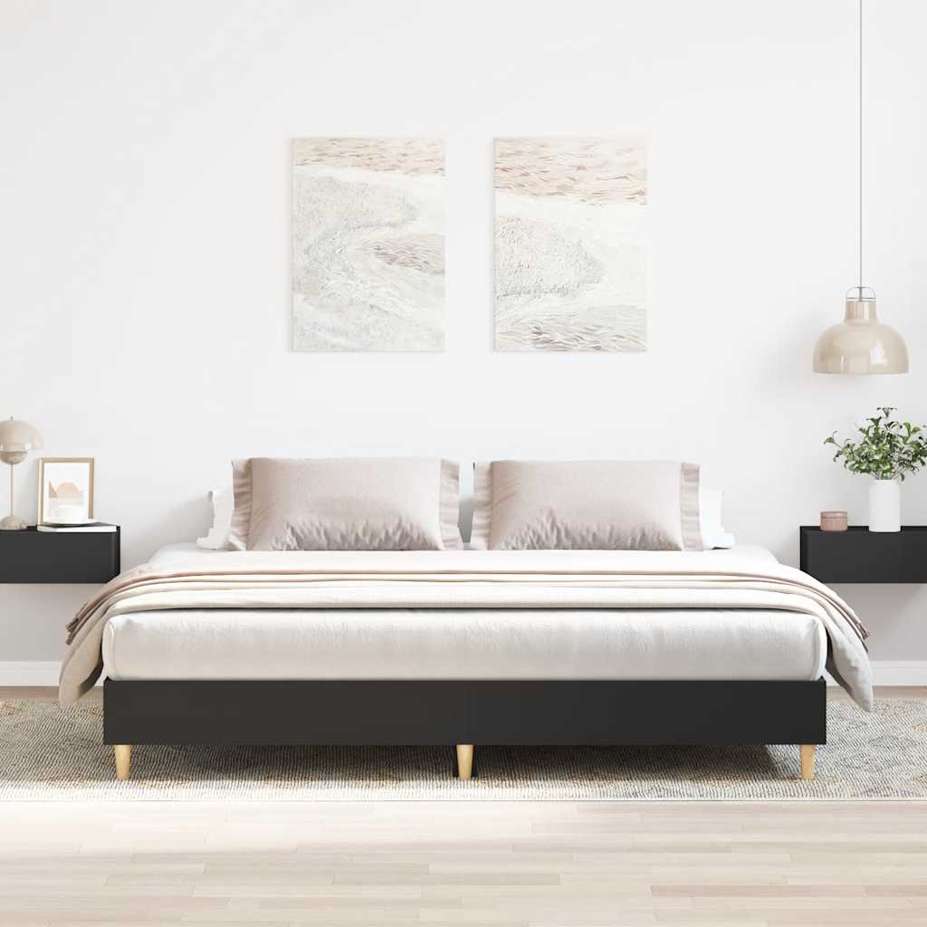 Giroletto senza Materasso Nero 180x200 cm in Legno Multistrato