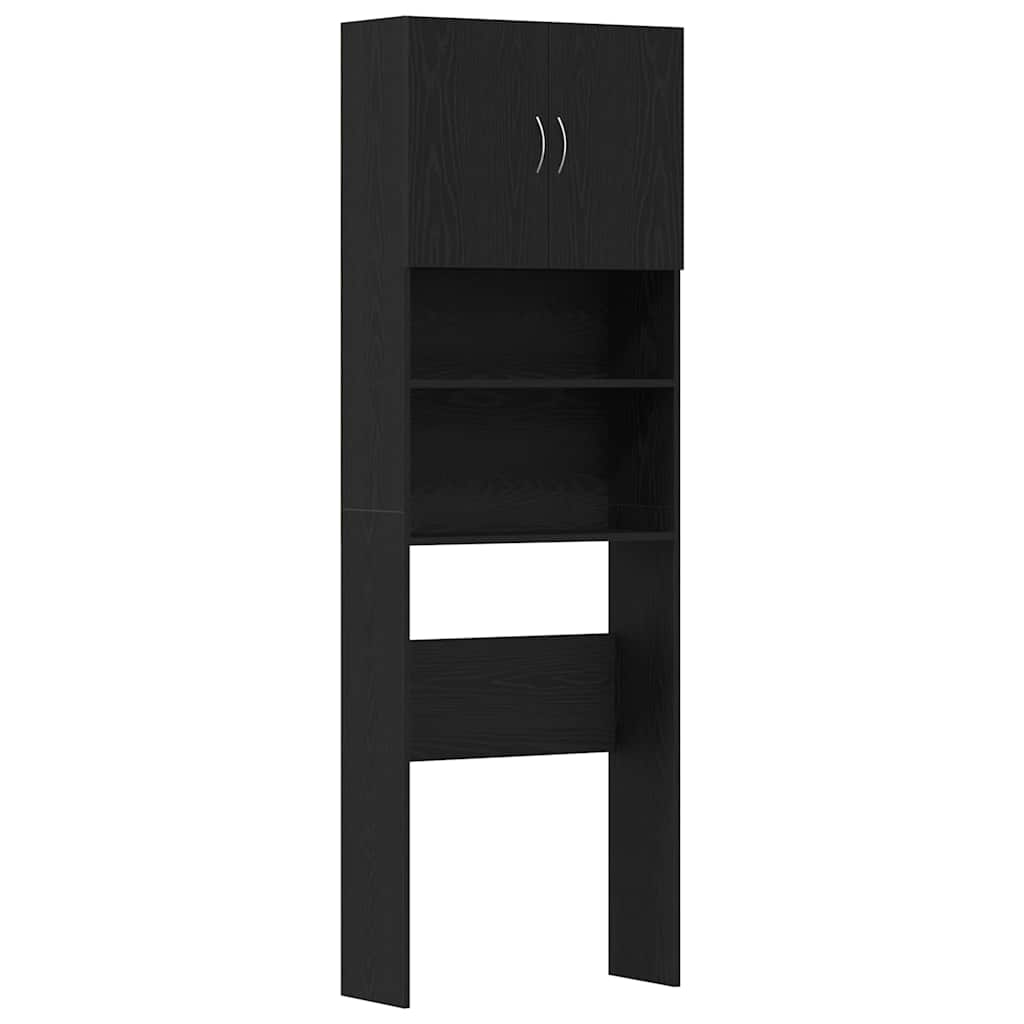Mobile Lavatrice Rovere Nero 64x24x190 cm in Legno Multistrato