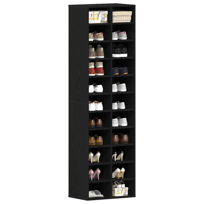 Scarpiera Rovere Nero 54x34x183 cm in Legno Multistrato