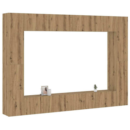 Set Mobile TV 8 pz Montato a Parete Rovere in Legno Multistrato