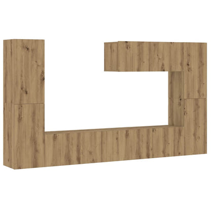 Mobili TV a Parete 7 pz Rovere Artigianale Legno Multistrato