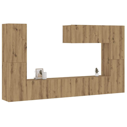Mobili TV a Parete 7 pz Rovere Artigianale Legno Multistrato