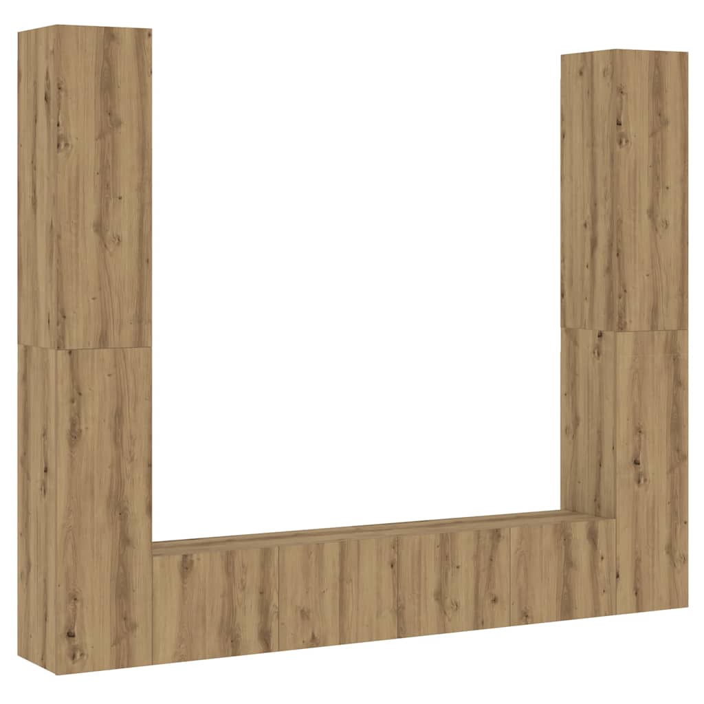 Mobili TV a Parete 6 pz Rovere Artigianale Legno Multistrato