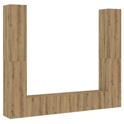 Mobili TV a Parete 6 pz Rovere Artigianale Legno Multistrato