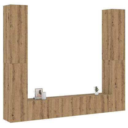 Mobili TV a Parete 6 pz Rovere Artigianale Legno Multistrato