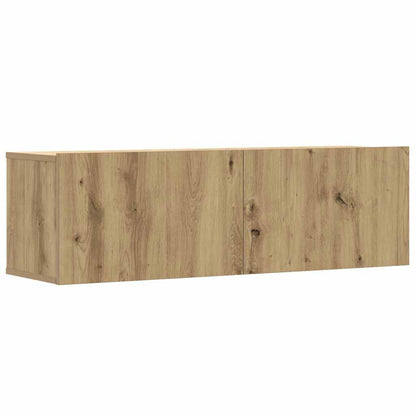 Set Mobile TV 2 pz Montato a Parete Rovere in Legno Multistrato