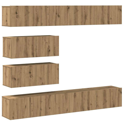 Set Mobile TV 6 pz Montato a Parete Rovere in Legno Multistrato