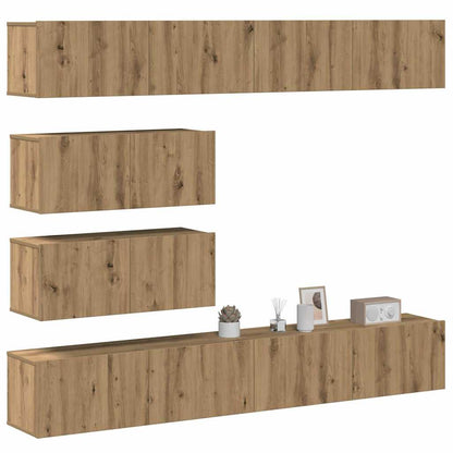 Set Mobile TV 6 pz Montato a Parete Rovere in Legno Multistrato