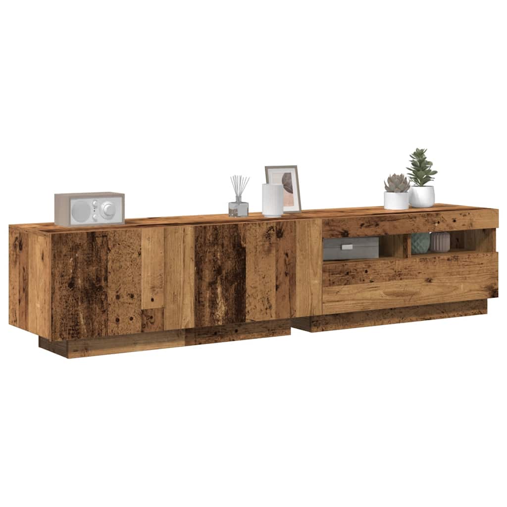 Mobile Porta TV con LED Legno Antico 180x35x40 cm Truciolato