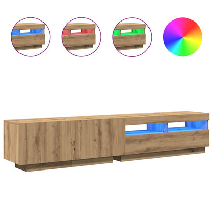 Mobile Porta TV con LED Artigianale 200x35x40 cm Multistrato