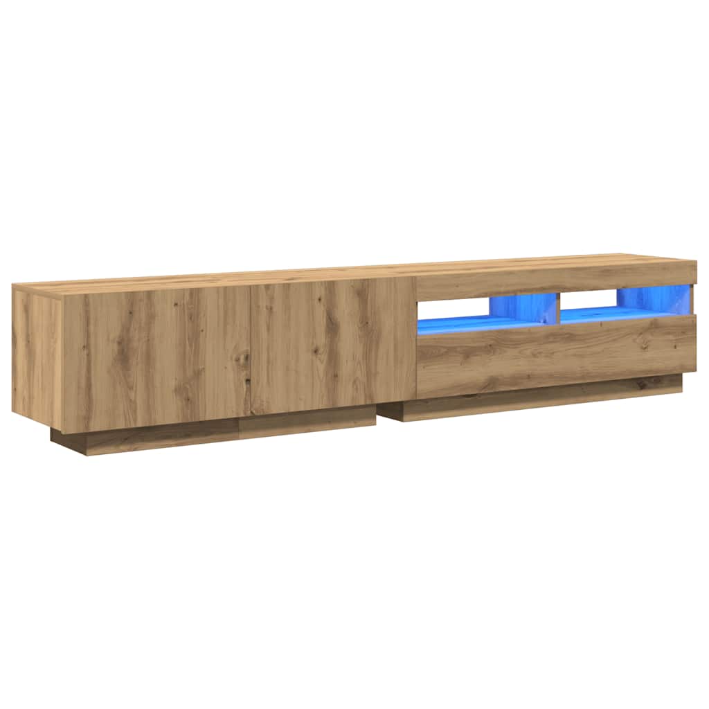 Mobile Porta TV con LED Artigianale 200x35x40 cm Multistrato