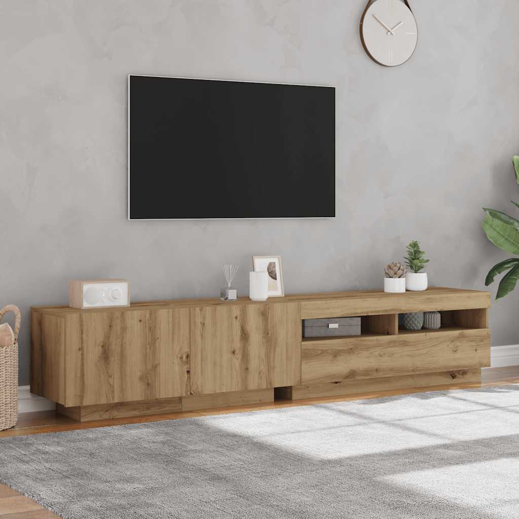 Mobile Porta TV con LED Artigianale 200x35x40 cm Multistrato