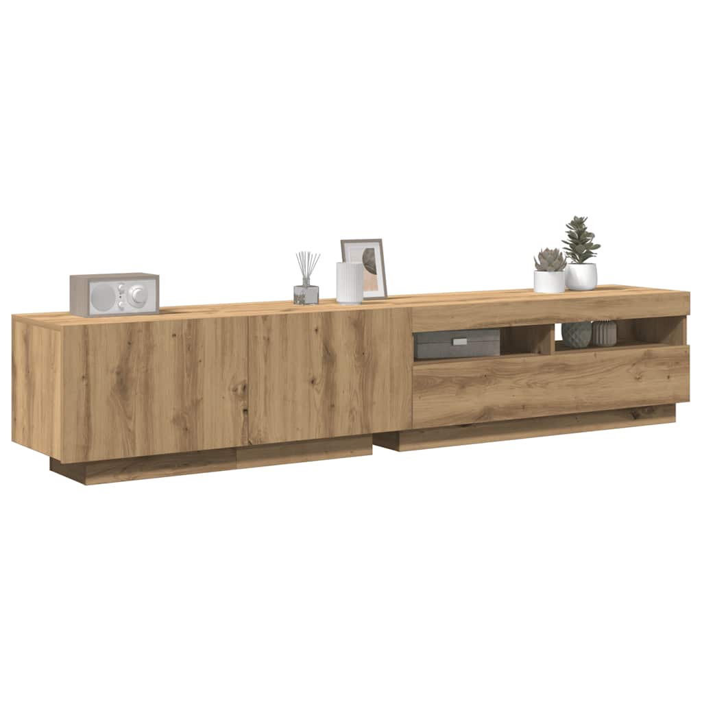 Mobile Porta TV con LED Artigianale 200x35x40 cm Multistrato