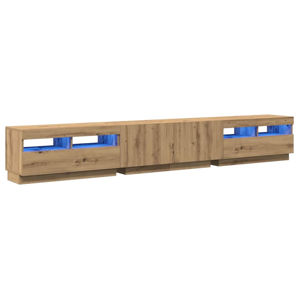 Mobile Porta TV con LED Artigianale 260x35x40 cm Multistrato