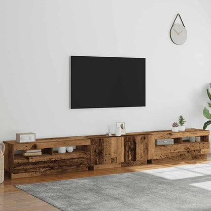 Mobile Porta TV con LED Legno Antico 300x35x40 cm Truciolato