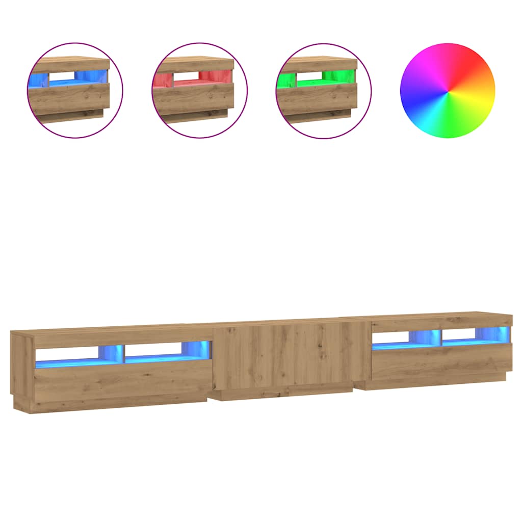 Mobile Porta TV con LED Artigianale 300x35x40 cm Multistrato