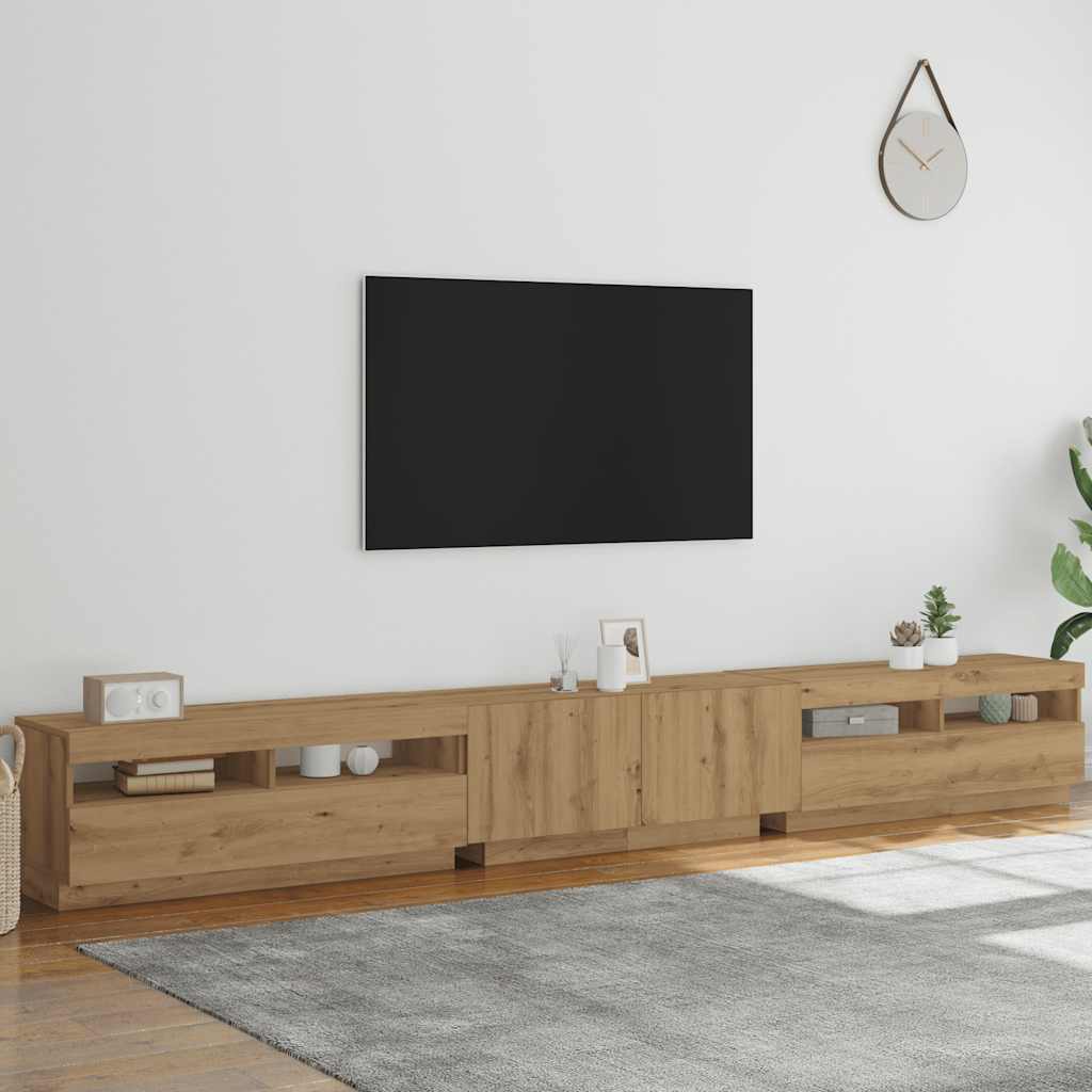 Mobile Porta TV con LED Artigianale 300x35x40 cm Multistrato