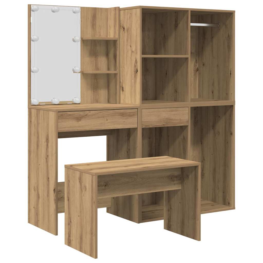Set Toeletta con LED Rovere Artigianale in Legno Multistrato