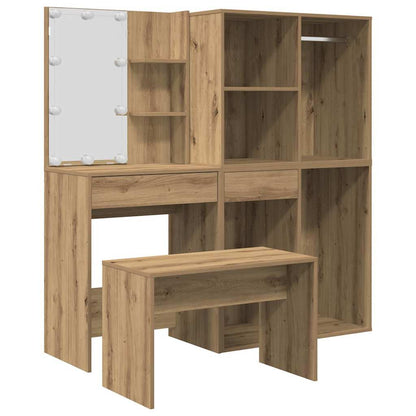 Set Toeletta con LED Rovere Artigianale in Legno Multistrato