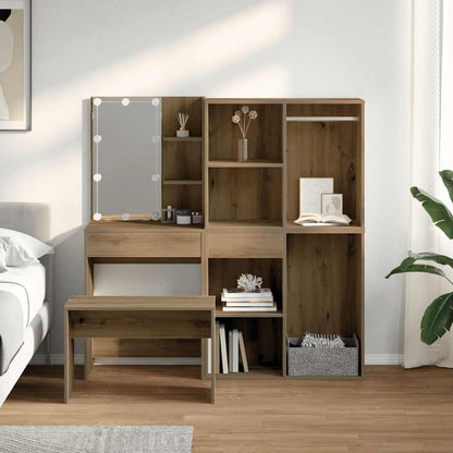 Set Toeletta con LED Rovere Artigianale in Legno Multistrato