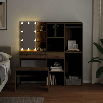 Set Toeletta con LED Rovere Artigianale in Legno Multistrato