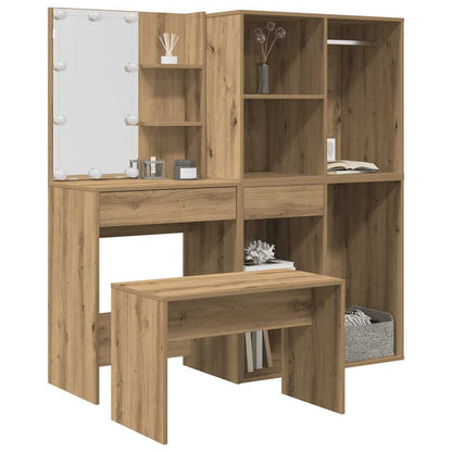 Set Toeletta con LED Rovere Artigianale in Legno Multistrato