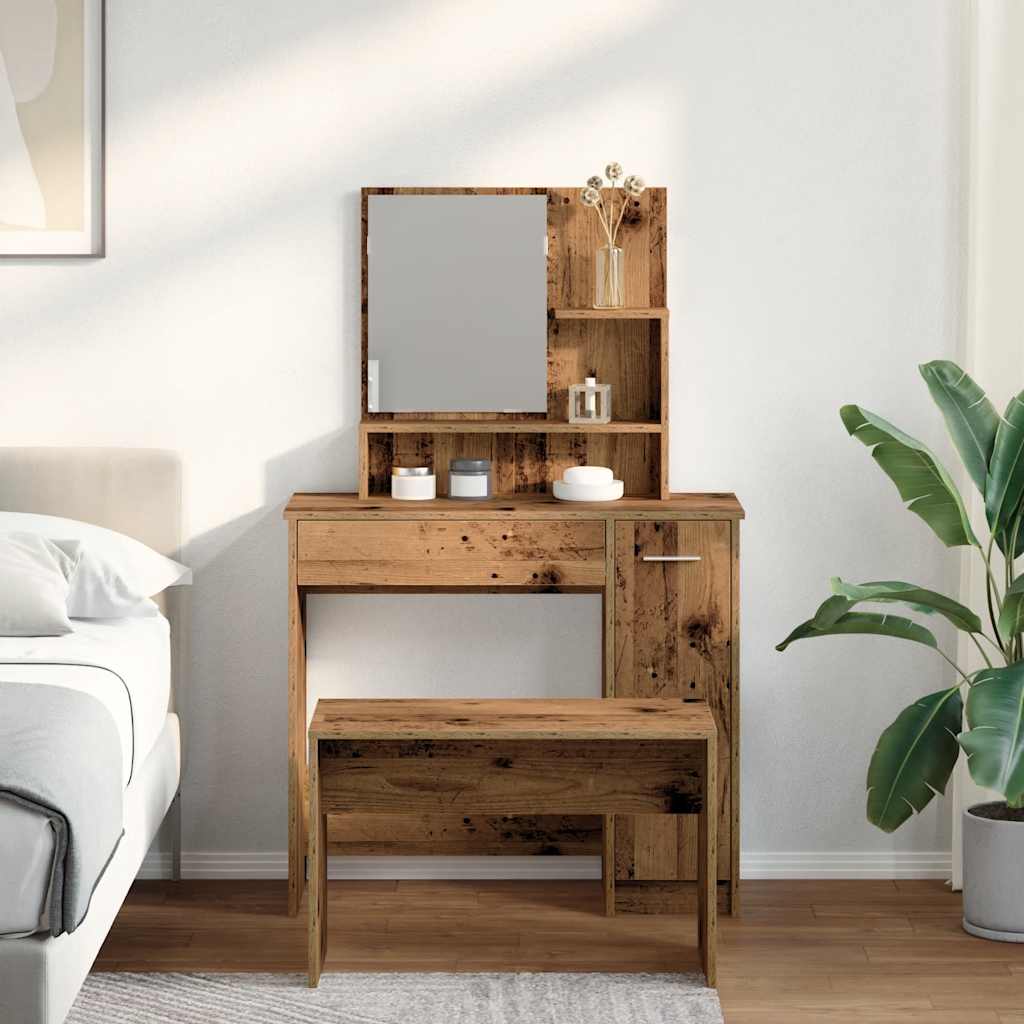 Set Tavolo da Toeletta Legno Antico in Legno Multistrato